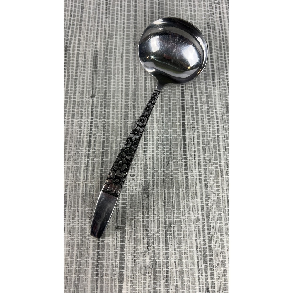Vintage Hanford Forge SPRING LAKE Stainless Gravy Ladle Japan Floral HF